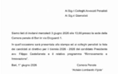 03.06.2026 - PRESENTAZIONE LISTA CANDIDATI AL DIRETTIVO 2026-2028 