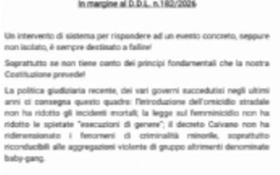 Giù le mani dal processo minorile - In margine al D.D.L. n.182/2026