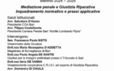 Mediazione penale e Giustizia Riparativa Inquadramento normativo e prassi applicative - 5 ottobre 2026